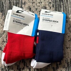Champro Striped Socks - Red and Navy